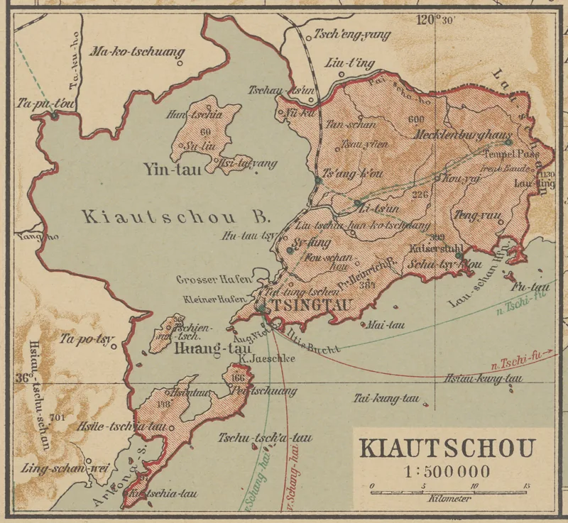 German map of Kiautschou Bay in 1910