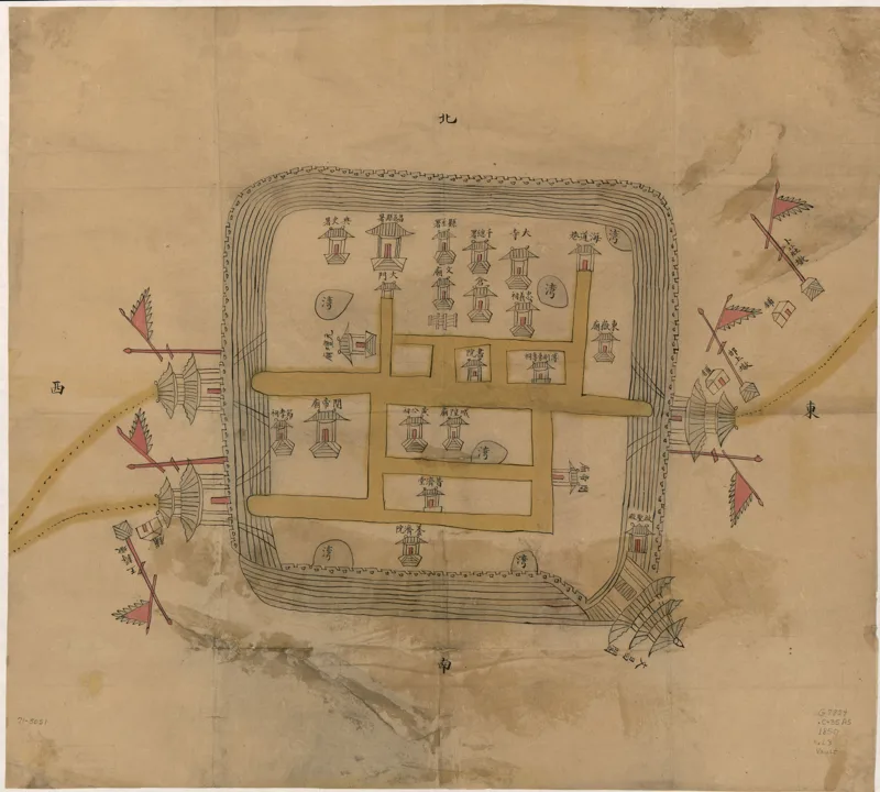 Old pictorial map of the city of Laizhou