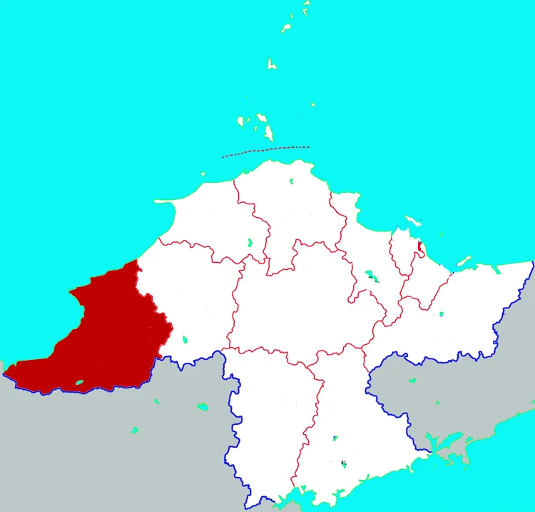 Location map of Laizhou in Yantai prefecture